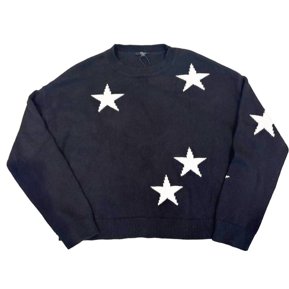 Rails Perci Black & White Star Cashmere Blend Sweater Size Small